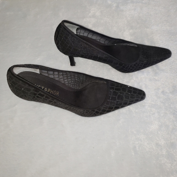 Womens sz 10 black illusion Metaphor stiletto heels with sheer upper material - Picture 4 of 10